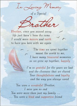 Picture of PLASTIC COATED MEMORIAL CARD X 6pcs - I-L-M OF A SPECIAL BROTHER