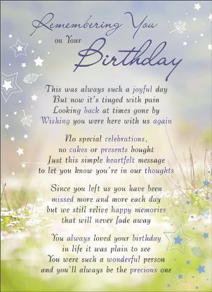 Picture of PLASTIC COATED MEMORIAL CARD X 6pcs - REMEMBERING YOU ON YOUR BIRTHDAY
