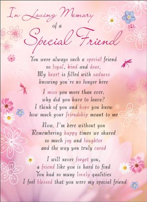 Picture of PLASTIC COATED MEMORIAL CARD X 6pcs - I-L-M OF A SPECIAL FRIEND