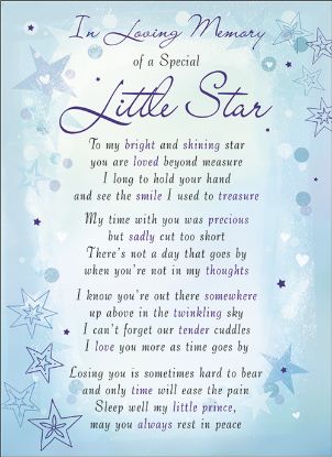Picture of PLASTIC COATED MEMORIAL CARD X 6pcs - I-L-M OF A SPECIAL LITTLE STAR