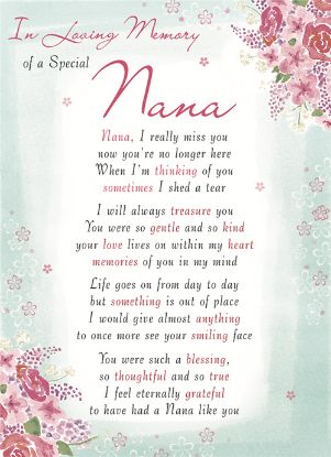 Picture of PLASTIC COATED MEMORIAL CARD X 6pcs - I-L-M OF A SPECIAL NANA