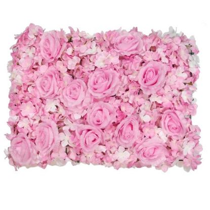 Picture of FLOWER WALL WITH ROSES AND HYDRANGEAS 60cm X 40cm PINK