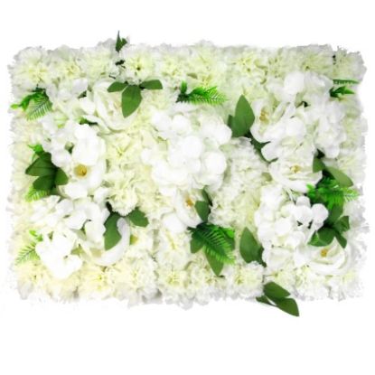 Picture of FLOWER WALL WITH PEONIES CARNATIONS AND HYDRANGEAS 60cm X 40cm IVORY