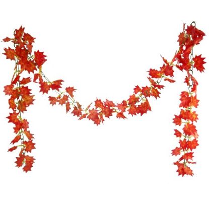 Picture of 8ft CHAINLINK AUTUMN MAPLE LEAF GARLAND RED/ORANGE