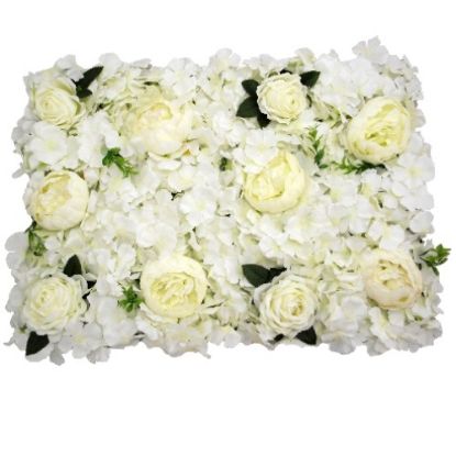 Picture of FLOWER WALL WITH ROSES PEONIES AND HYDRANGEAS 60cm X 40cm IVORY