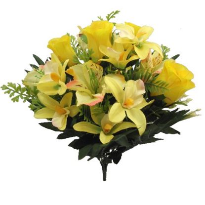Picture of ROSEBUD ALSTRO AND ORCHID MIXED BUSH YELLOW