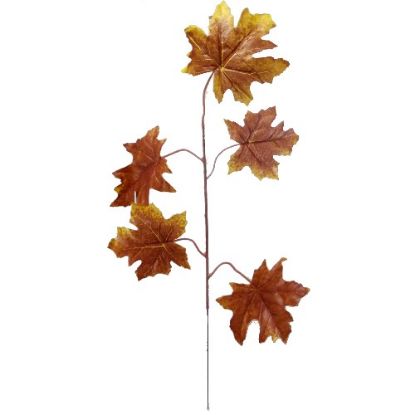 Picture of 66cm MAPLE LEAF SPRAY (5 LEAVES) BROWN/YELLOW X 6pcs