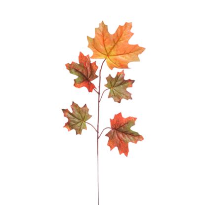 Picture of 66cm MAPLE LEAF SPRAY (5 LEAVES) GREEN/BROWN/ORANGE X 6pcs