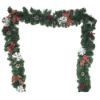 Picture of 8ft SPRUCE/PINE SNOW GARLAND WITH CONES BERRIES AND TARTAN BOWS RED/WHITE