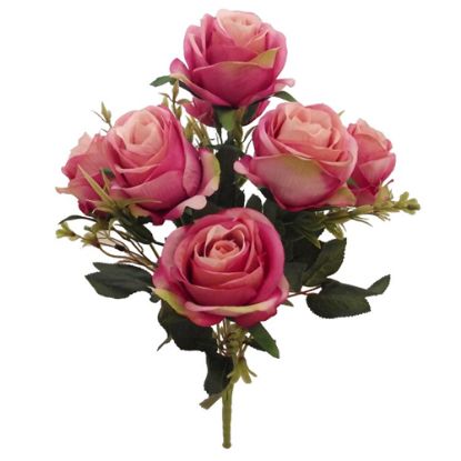 Picture of 40cm ROSE BUSH WITH AUTUMN FOLIAGE DARK PINK