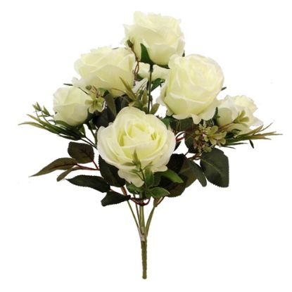 Picture of 40cm ROSE BUSH WITH AUTUMN FOLIAGE IVORY