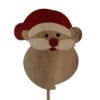 Picture of CHRISTMAS WOODEN CHARACTERS ON 50cm WOODEN STICK NATURAL/RED ASSORTED x 6pcs