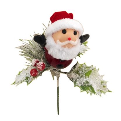 Picture of SANTA PICK WITH PINE AND BERRIES RED/WHITE