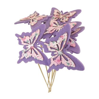 Picture of 7.5cm FELT BUTTERFLY WITH SPRING ON 50cm STICK LILAC X 6pcs