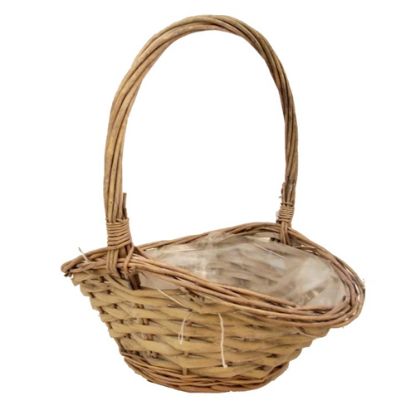 Picture of 31cm OVAL STRONG DISPLAY BASKET WITH HANDLE (PLASTIC LINED) WHITE WASHED