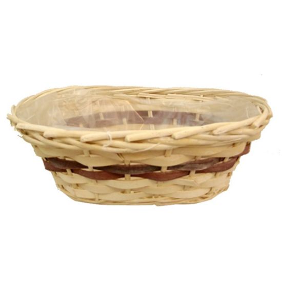 Picture of 28cm OVAL STRONG DISPLAY BASKET (PLASTIC LINED) NATURAL/BROWN