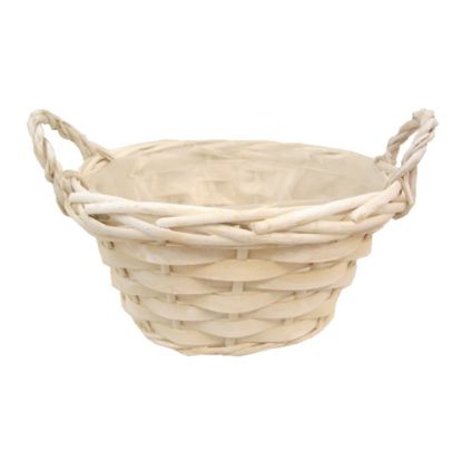 Picture of 20cm ROUND STRONG PLANTING BASKET (PLASTIC LINED) WHITE