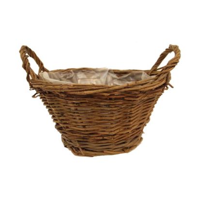 Picture of 19cm ROUND STRONG PLANTING BASKET (PLASTIC LINED) NATURAL