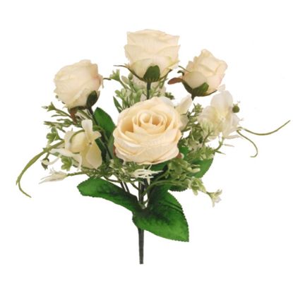 Picture of 31cm ROSE AND HYDRANGEA BUSH WITH FOLIAGE CREAM