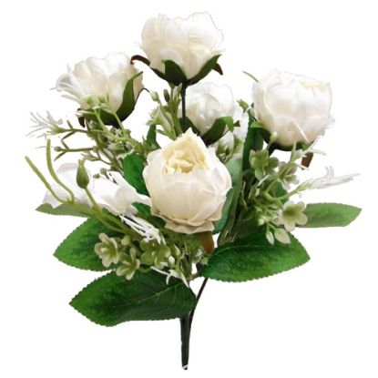 Picture of 31cm PEONY AND HYDRANGEA BUSH WITH FOLIAGE IVORY