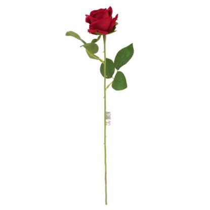 Picture of 50cm SINGLE SMALL VELVET TOUCH OPEN ROSE RED