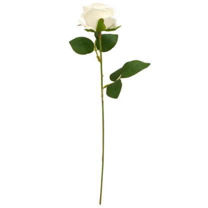 Picture of 50cm SINGLE SMALL VELVET TOUCH OPEN ROSE IVORY