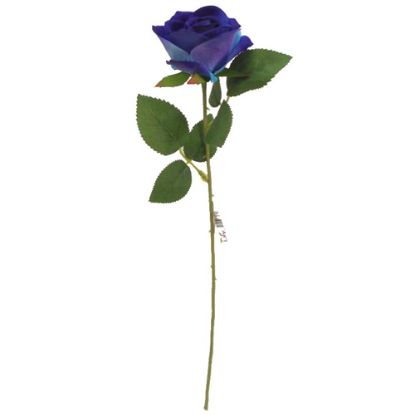 Picture of 50cm SINGLE SMALL VELVET TOUCH OPEN ROSE ROYAL BLUE