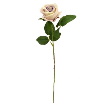 Picture of 50cm SINGLE SMALL VELVET TOUCH OPEN ROSE CREAM/LILAC