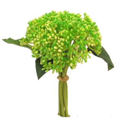 Picture of 24cm MINI PLASTIC BERRY BUNDLE (7 STEMS) GREEN/YELLOW