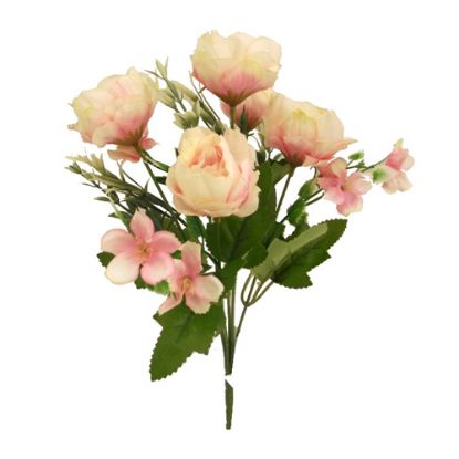 Picture of 31cm PEONY AND HYDRANGEA BUSH PEACH/PINK
