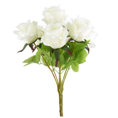 Picture of 41cm LARGE OPEN ROSE BUSH (7 HEADS) IVORY