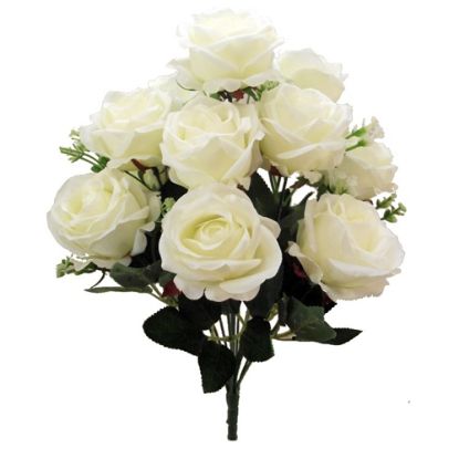 Picture of 41cm OPEN ROSE BUSH (12 HEADS) WITH GYP IVORY