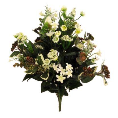 Picture of 58cm LARGE MIXED PLASTIC FLOWER BUSH WITH QUEEN ANNES LACE WHITE/IVORY
