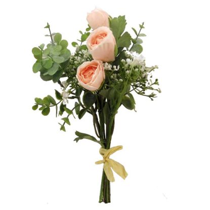 Picture of 34cm ROSE GYP AND EUCALYPTUS BUNDLE WITH FOLIAGE CHAMPAGNE/GREEN