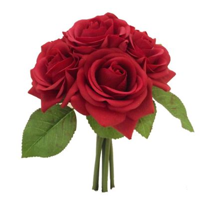 Picture of 25cm REAL TOUCH ROSE BUNDLE (6 HEADS) RED