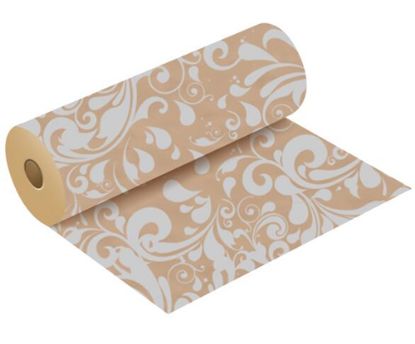 Picture of 50g KRAFT PAPER ROLL WITH POLISHED FINISH 50cm X 3kg (120metres) SWISH BRIGHT SILVER/NATURAL