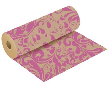 Picture of 50g KRAFT PAPER ROLL WITH POLISHED FINISH 50cm X 3kg (120metres) SWISH HOT PINK/NATURAL