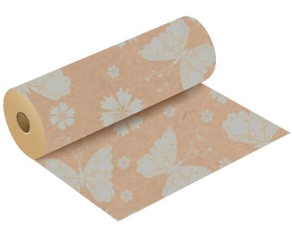 Picture of 50g KRAFT PAPER ROLL WITH POLISHED FINISH 50cm X 3kg (120metres) BUTTERFLY BRIGHT SILVER/NATURAL