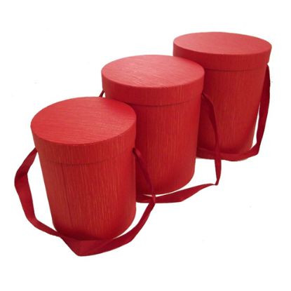 Picture of SET OF 3 ROUND FLOWER BOXES RED