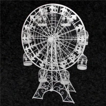 Picture of 87 INCH (222cm) METAL FERRIS WHEEL PLANTER WITH BIRDCAGES WHITE/IVORY