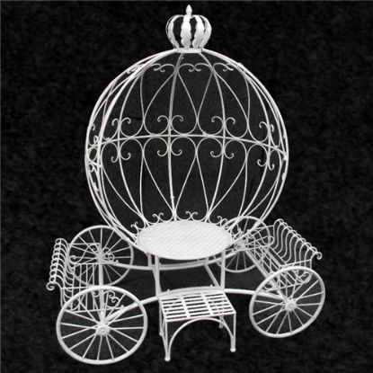 Picture of 77 INCH (195cm) METAL CINDERELLA PUMPKIN CARRIAGE WHITE/IVORY
