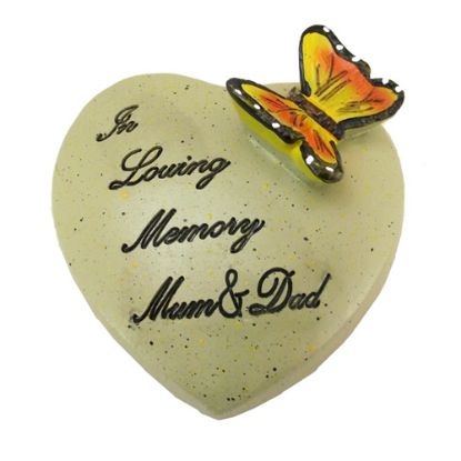 Picture of 8cm POLYRESIN HEART - IN LOVING MEMORY MUM AND DAD