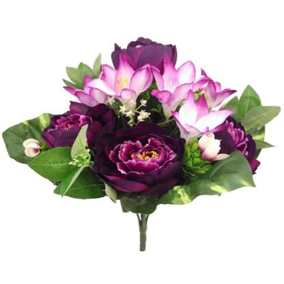 Picture of 42cm LARGE PEONY AND LILY MIXED BUSH PURPLE/LILAC