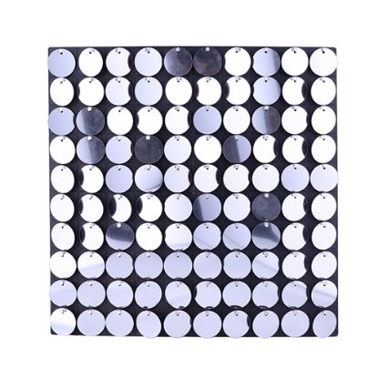 Picture of SEQUIN WALL PANEL 30cm X 30cm ROUND SEQUINS SILVER