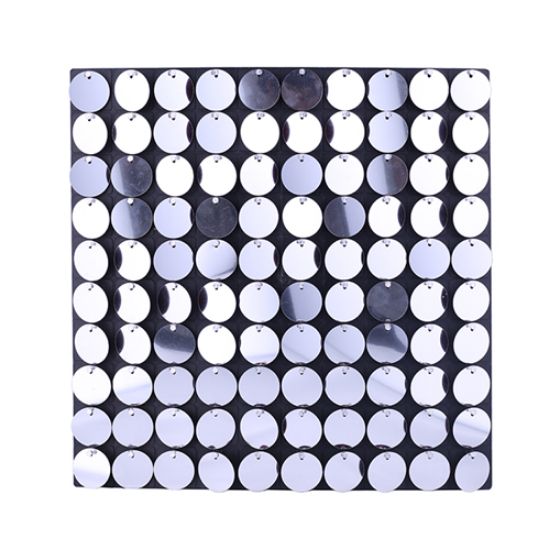 Picture of SEQUIN WALL PANEL 30cm X 30cm ROUND SEQUINS SILVER