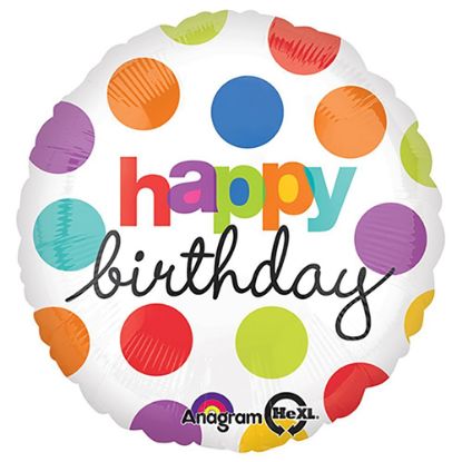Picture of ANAGRAM 17 INCH FOIL BALLOON HAPPY BIRTHDAY - POLKA DOTS