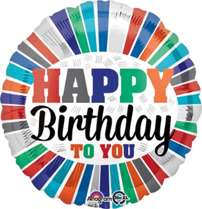 Picture of ANAGRAM 17 INCH FOIL BALLOON HAPPY BIRTHDAY TO YOU - STRIPES