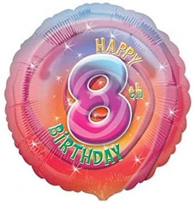Picture of ANAGRAM 17 INCH FOIL BALLOON - HAPPY 8TH BIRTHDAY