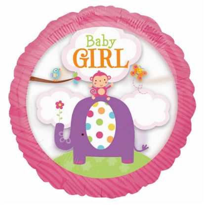 Picture of ANAGRAM 26 INCH XL FOIL BALLOON - BABY GIRL SAFARI