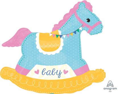 Picture of ANAGRAM 29 INCH XL FOIL BALLOON - BABY SHOWER ROCKING HORSE